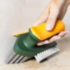 Scrubber Brush 4 in 1 Floor Scrub Brushes with Squeegee V Shape Stiff Bristles Cleaner for Washing Windows Crevice Brush