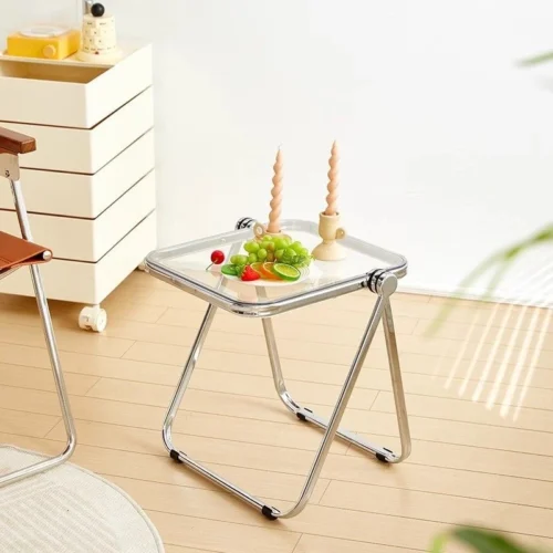 Acrylic folding small coffee table simple thickened home sofa corner balcony Nordic light luxury transparent side table