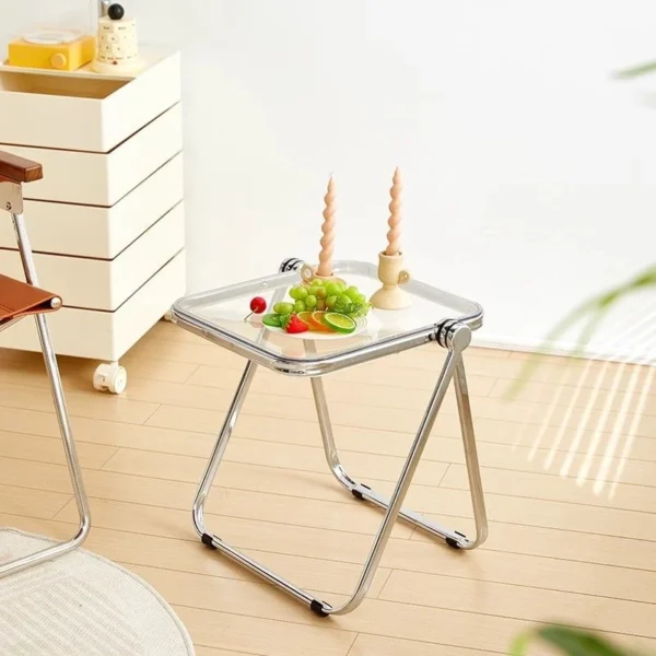 Acrylic folding small coffee table simple thickened home sofa corner balcony Nordic light luxury transparent side table