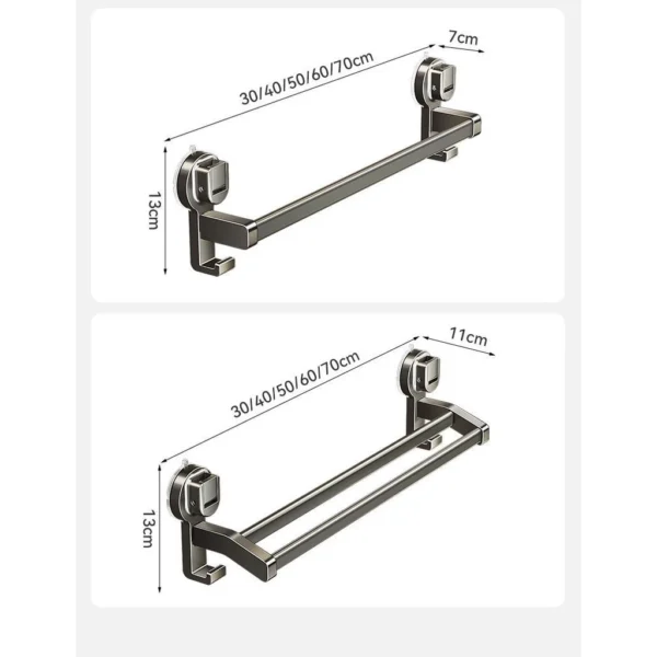 Bathroom Towel Holder Gray Without Drilling suction cup towel rack Bar Self Adhesive Bathroom Towel Rack