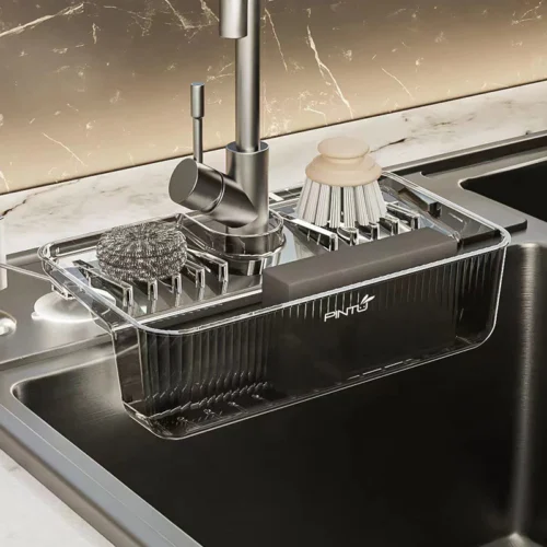 Kitchen Sink Basket with Drainage Holes Multi Function Self draining Sponge Strong Holder Over Sink Organizer Shelf For Faucet sink organizer shelf