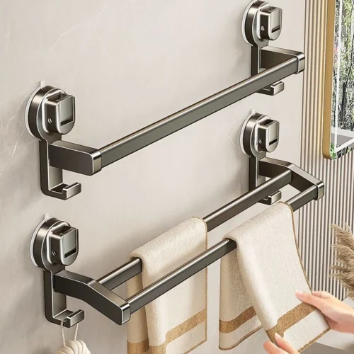 Bathroom Towel Holder Gray Without Drilling suction cup towel rack Bar Self Adhesive Bathroom Towel Rack