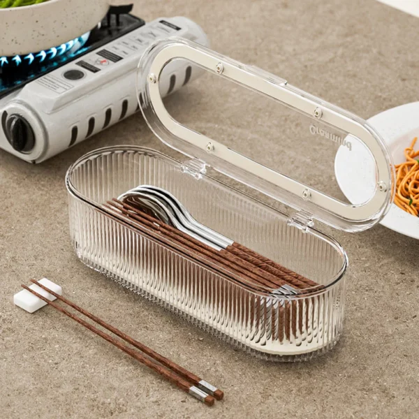 Household Dust proof Chopstick Cage with Cover Chopstick Holder Knife and Fork Compartment Storage Box Kitchen Tools Drawer Organizer Box