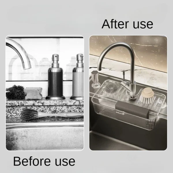 Kitchen Sink Basket with Drainage Holes Multi Function Self draining Sponge Strong Holder Over Sink Organizer Shelf For Faucet sink organizer shelf