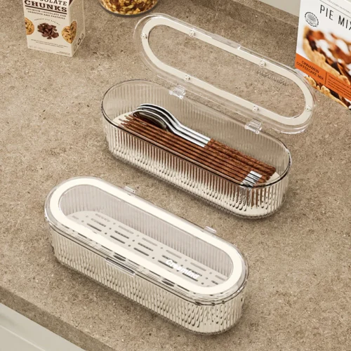 Household Dust proof Chopstick Cage with Cover Chopstick Holder Knife and Fork Compartment Storage Box Kitchen Tools Drawer Organizer Box