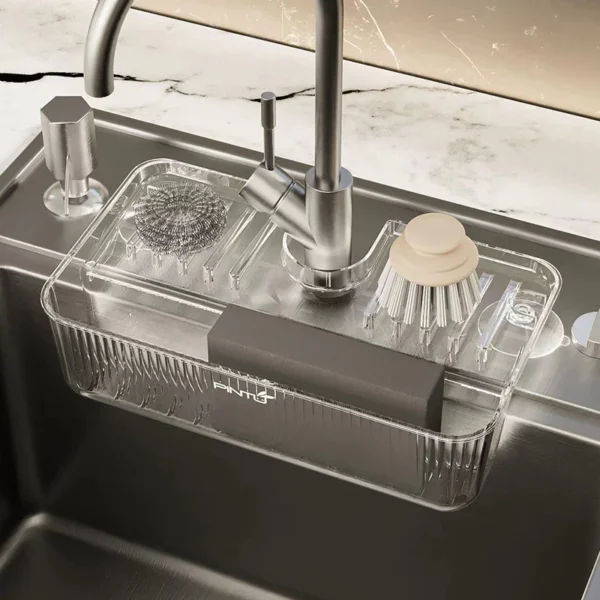 Kitchen Sink Basket with Drainage Holes Multi Function Self draining Sponge Strong Holder Over Sink Organizer Shelf For Faucet sink organizer shelf