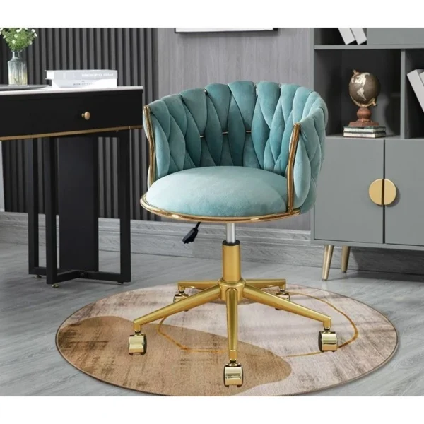 Light luxury makeup chair bedroom dressing chair anchor pattern fabric dressing table chair gold nail computer chair