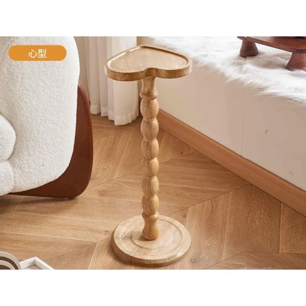 Solid wood retro corner table light luxury mini sofa side cup table bedside movable shelf candlestick small table