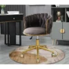 Light luxury makeup chair bedroom dressing chair anchor pattern fabric dressing table chair gold nail computer chair