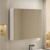 Rounded corner space aluminum smart bathroom mirror cabinet toilet vanity wall mounted with beauty storage rack