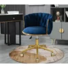 Light luxury makeup chair bedroom dressing chair anchor pattern fabric dressing table chair gold nail computer chair