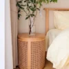 Double layer simple rattan solid wood Japanese storage living room home sofa small apartment round coffee table