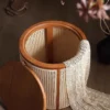 Double layer simple rattan solid wood Japanese storage living room home sofa small apartment round coffee table