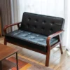Leather sofa small size Nordic retro bentwood armrests single double simple living room net celebrity sofa