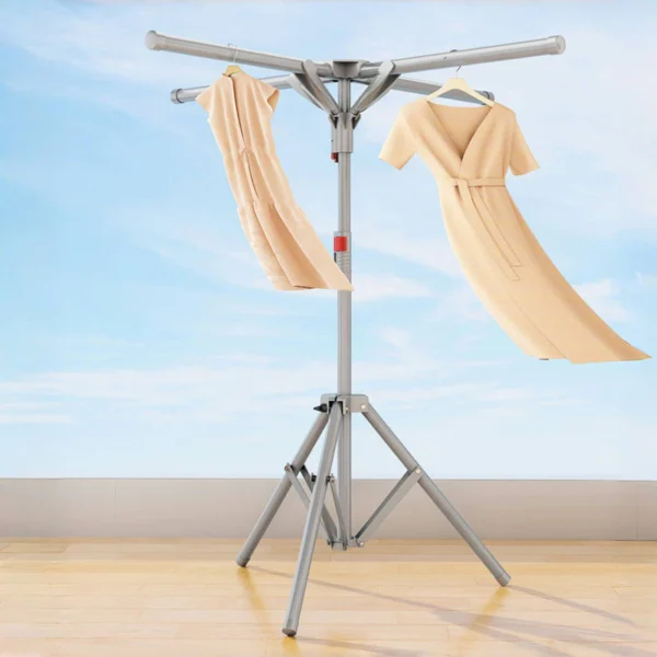 Folding clothes drying rack floor indoor home telescopic balcony simple clothes drying rod outdoor double rod rack