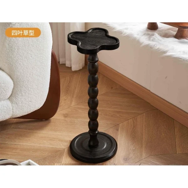 Solid wood retro corner table light luxury mini sofa side cup table bedside movable shelf candlestick small table