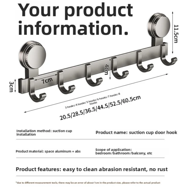 No drill Suction cup bathroom hooks Door Behind Storage Wall Hanging Clothes Hanger Coat Hook Mounting Door Hooks