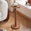 Solid wood retro corner table light luxury mini sofa side cup table bedside movable shelf candlestick small table