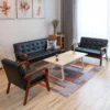 Leather sofa small size Nordic retro bentwood armrests single double simple living room net celebrity sofa