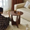 Nordic solid wood coffee table side table small apartment living room home balcony table black walnut round corner table