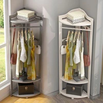 Corner coat rack floor bedroom bamboo corner hanger door vertical indoor simple clothes hanger