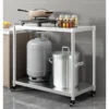 Stainless steel two layer mobile rack stove rack household wheeled trolley Troli beroda keluli tahan karat