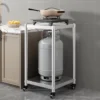 Stainless steel two layer mobile rack stove rack household wheeled trolley Troli beroda keluli tahan karat