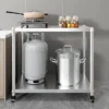 Stainless steel two layer mobile rack stove rack household wheeled trolley Troli beroda keluli tahan karat