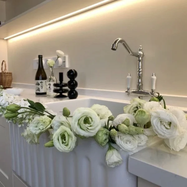 American style kitchen ceramic sink vegetable sink embedded household large single trough extra deep integrated basin