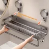 Aluminum Bathroom Shelf With Suction Cup No Drilling Toilet Shelf Wall Shampoo Holder Bathroom Organizer