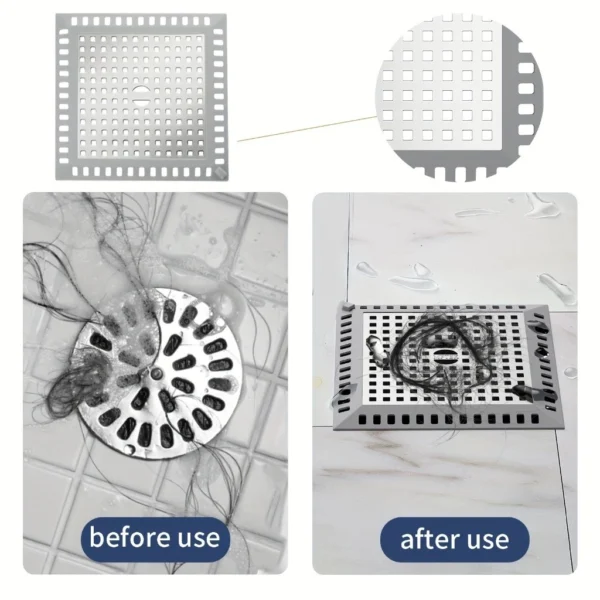 1PCS Shower Drain Hair Catcher Drain Strainer Shower Cover for Bathroom Floor Drain  Stainless Steel and Silicone