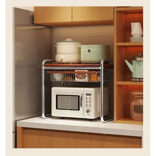 Middle Ages Wood Board Microwave Oven Kitchen Multi Function Countertop Rice Cooker Storage Rack Oven Bracket