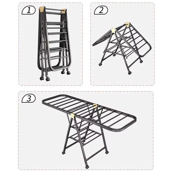 Folding clothes drying rack balcony floor household bedroom clothes drying rack multifunctional drying quilt hanging rod