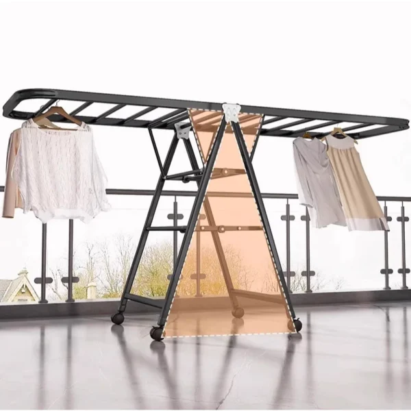 Folding clothes drying rack balcony floor household bedroom clothes drying rack multifunctional drying quilt hanging rod