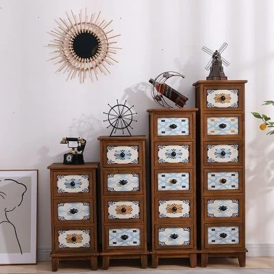 Solid wood chest of drawers living room side cabinet drawer cabinet storage cabinet bedside table storage mini cabinet