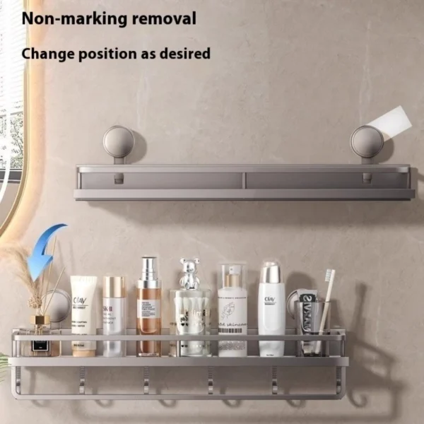 Aluminum Bathroom Shelf With Suction Cup No Drilling Toilet Shelf Wall Shampoo Holder Bathroom Organizer