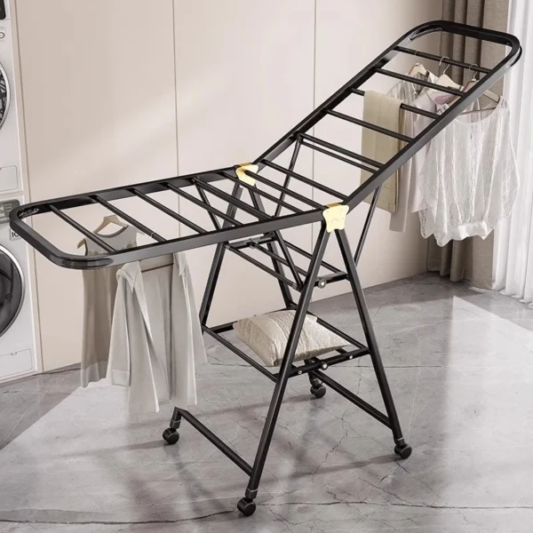 Folding clothes drying rack balcony floor household bedroom clothes drying rack multifunctional drying quilt hanging rod