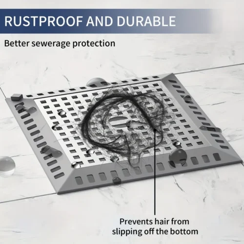 1PCS Shower Drain Hair Catcher Drain Strainer Shower Cover for Bathroom Floor Drain  Stainless Steel and Silicone