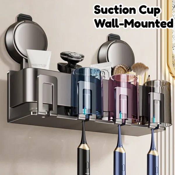 Aluminum No Drilling Suction Cup Wall Mounted Bathroom Toothbrush Holders 2 3 4 Person