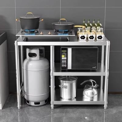 Stove rack stainless steel kitchen rack floor multi layer kitchenware storage gas stove gas stove storage rack