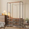 Hanger bedroom stainless steel household storage floor mobile coat rack Rak kot isi rumah keluli tahan karat