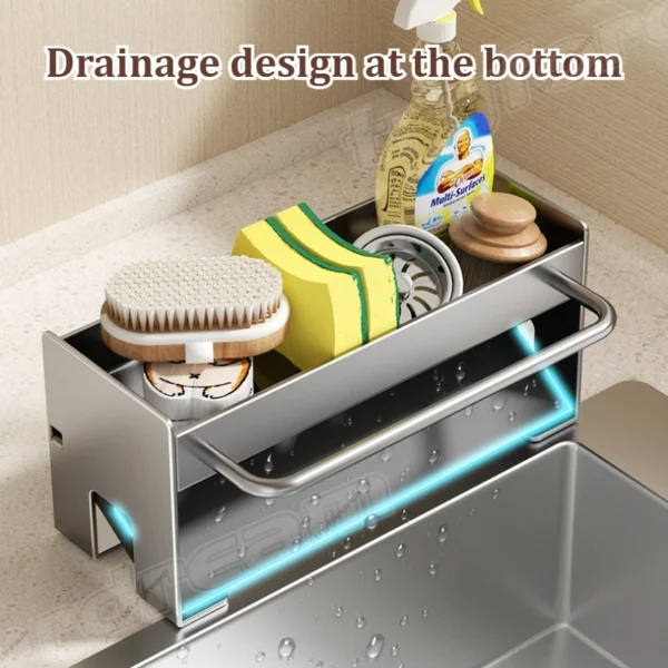 Kitchen Sponge Rack Sink Storage Drain Rack Save Space Countertop Storage Rack for Draining Water  Dishwasher Sink Organizer With Dish Cloth Hanger