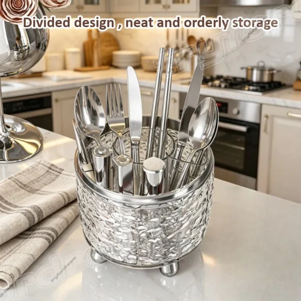 Kitchen Cutlery Holder with Lid 360  Rotating Cosmetic Storage Box Transparent Knife Chopstick Spoon Fork Rack Kitchen Acrylic Organizer