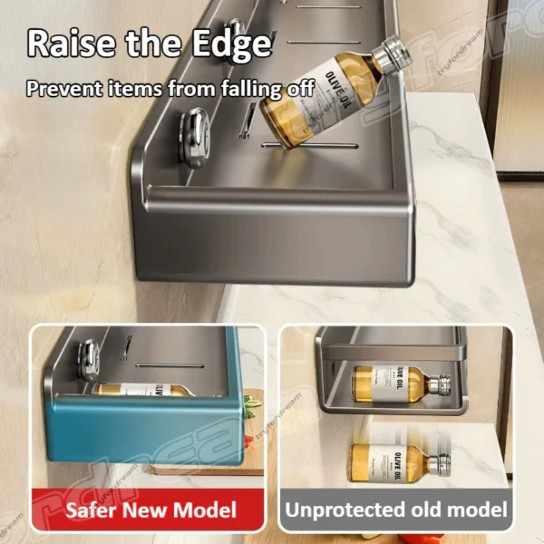 No Drilling Bathroom Storage Rack Kitchen Spice Rack Wall Mounted Bathroom Organiser Waterproof Storage Shelf Cosmetic Toiletries Organiser