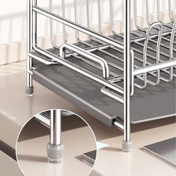 304 Stainless Steel Kitchen Dishwasher Rack Double Layer Tableware Countertop Storage Rack