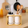 Ceramic Chopsticks Tube Storage Rack Spoon Chopsticks Storage Tube Set Knife and Fork tableware ceramic drain rack  Multi function Storage Box Kitchen Tools