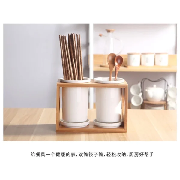 Ceramic Chopsticks Tube Storage Rack Spoon Chopsticks Storage Tube Set Knife and Fork tableware ceramic drain rack  Multi function Storage Box Kitchen Tools